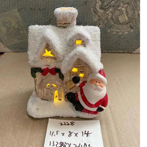 Ornements de noël en céramique, décoration de <span class=keywords><strong>maison</strong></span> de père noël éclairée par LED - Product Image 2
