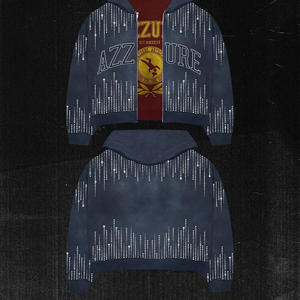 เสื้อฮู้ดดี้ผู้ชายทรงโอเวอร์ไซส์ ซิปหน้า พิมพ์ลายวินเทจฟอกสีแบบแอซิด งานคัสตอมคุณภาพสูง ผ้าหนา สไตล์ซันเฟด ประดับคริสตัล สำหรับฤดูใบไม้ร่วง - Product Image 4