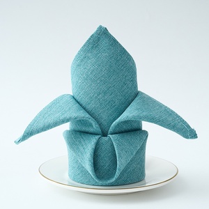 Maßgefertigte Weiße Quadratische Servietten im Europäischen Stil aus Polyester für Restaurant, Hotel, Hochzeit & Partys mit Faltblumen-Design - Product Image 3