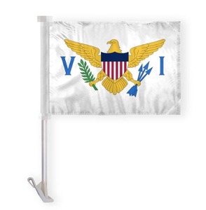 Banderas de Coche de las Islas Vírgenes de los Estados Unidos con Soporte para Asta, Bandera de Coche de las Islas Vírgenes de Poliéster Premium para la Mayoría de las Ventanas de Vehículos - Product Image 1