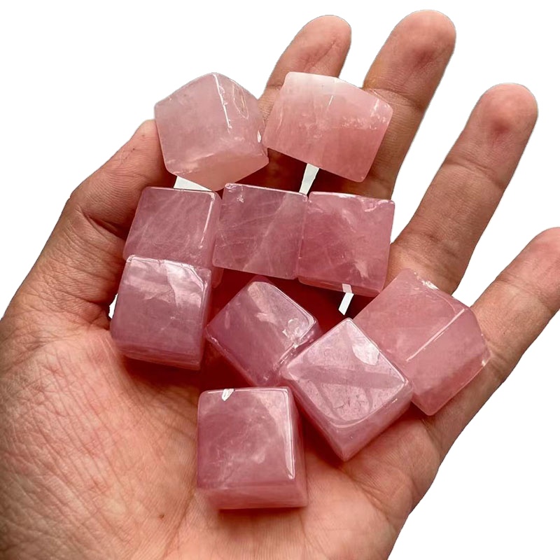 Piedras preciosas de cristal Rosa Natural, Cubo de cuarzo rosa para curación, venta al por mayor