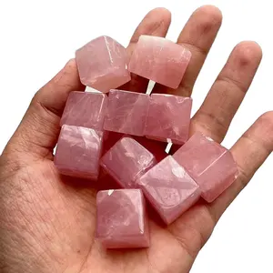 Wholesale Natural Pink Crystal Gemstone Crystal Cube Rose Quartz Tumbled Stone For Healing