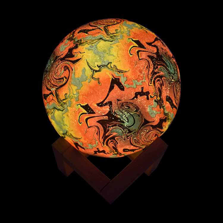 3D de 16 colores luz de la luna con soporte y remoto y Control táctil y USB recargable de la luz de la luna luz para bebé