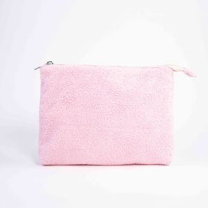 Sac cosmétique réversible en tissu éponge, lavable, couleur personnalisée, double fermeture éclair, usage quotidien, marque privée, vente en gros, certifié ISO BSCI - Product Image 1