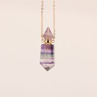 Haute qualité couleur naturelle luciole cristal pierre pointu hexagone colonne aromathérapie bouteille cristal collier hommes femmes
