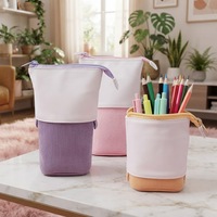 Trousse à crayons Jineg, porte-stylos, étui de rangement, sac transformable rétractable, organisateur coloré avec fermeture éclair pour écoles
