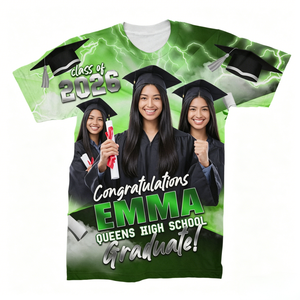 เสื้อยืดสำเร็จการศึกษาระดับมัธยมปลายแบบสั่งทำพิเศษสำหรับชั้นเรียน เสื้อแขนสั้นพร้อมพิมพ์ชื่อและรูปภาพ ของขวัญรับปริญญา - Product Image 3