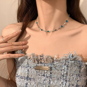 Collar Romántico <span class=keywords><strong>de</strong></span> Mariposa con Cristal Azul para Mujeres y Chicas, Gargantilla Simple <span class=keywords><strong>de</strong></span> Doble Capa con Circón Brillante, Cadena para Clavícula, Nueva Joyería Fina - Product Image 3