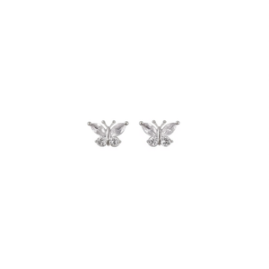 Orecchini a perno E1746 a forma di farfalla in oro con cristalli taglio marquise e strass, montatura a griffe, da donna, graziosi per tutti i giorni - Product Image 1