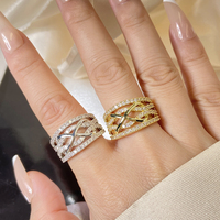 Soldes d'usine : Bague plaquée or, bagues de mariage pour femmes, bague ajustable légère