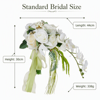 Bouquet de mariée cascade blanc et vert, bouquet de verdure sauvage, thème jungle, bouquet de fleurs artificielles en cascade pour mariage
