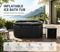 Baignoire de plongée froide gonflable portable avec refroidisseur 1HP et couvercle, bain de glace pour la maison, la salle de sport, le spa et la récupération en extérieur