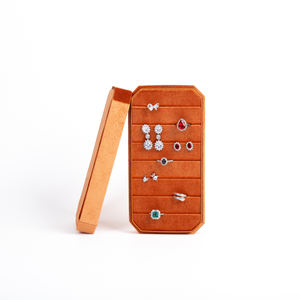 Zebo Custom Flannel Velvet Octagon Ring <b>Earrings</b> Display <b>Boxes</b> Organizer Container Jewelry Display Tray with Lid AC14 - Product Image 5