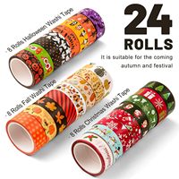 Set Selotip Washi Dekoratif untuk Liburan, Selotip Kertas Bermotif untuk Natal, Halloween, Scrapbooking, Planner, Kerajinan DIY, Pembungkus Kado