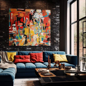 Pintura al Óleo Abstracta Moderna y Colorida, Pintura Artística en Lienzo Pintada a Mano para Decoración del Hogar - Product Image 3