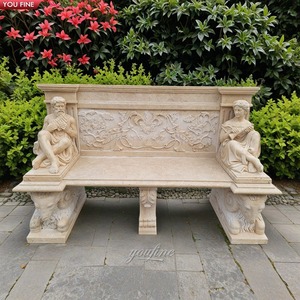 Antico <span class=keywords><strong>Giardino</strong></span> Esterno Intagliato A Mano Naturale di Pietra di Marmo Decorativo Statua di Angelo Banco Sedia - Product Image 4