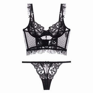 <span class=keywords><strong>Ensemble</strong></span> soutien-gorge et corset sexy 70A-85C pour femme, avec baleines, <span class=keywords><strong>dentelle</strong></span>, bretelles et effet push-up - Product Image 4