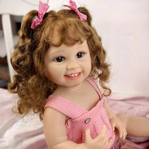 Cheveux enracinés bébé pleine Silicone nouveau-né poupée peut bain 55cm <span class=keywords><strong>Reborn</strong></span> fille bébé poupées pour cadeau pour enfants - Product Image 5