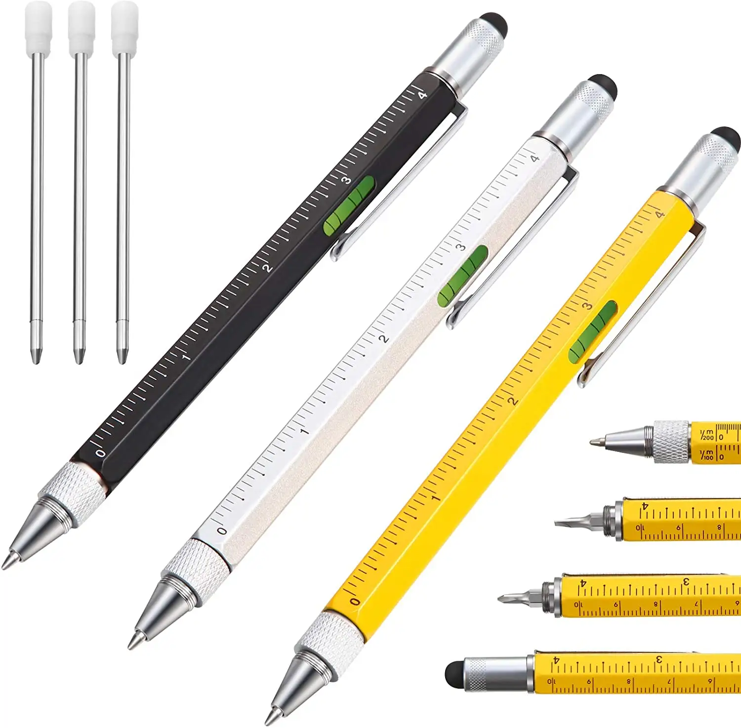 Tool Pen Promotional Plastic / Metal Multi Function Pen 6 In 1 Tool Pen For Gift