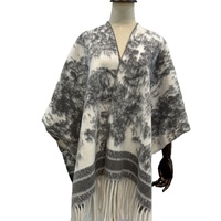 Selendang Luaran Panjang 180cm untuk Wanita dengan Motif Lukisan Tinta Baru untuk Musim Gugur/Dingin, Jubah Rumbai Totem yang Hangat dan Serbaguna.