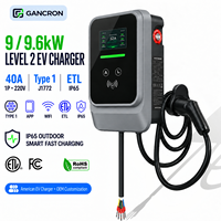 Chargeur EV GANCRON de niveau 2, type 1 J1772, monophasé AC, 9 kW, 9,6 kW, 40 A, IP65, ETL, station de charge rapide intelligente pour voitures américaines en extérieur