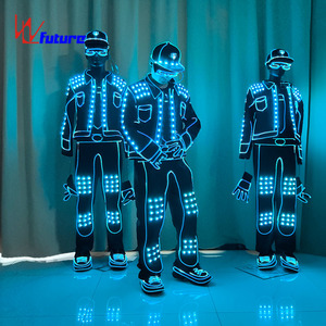 Setelan Future EL baju LED kostum bercahaya sepatu bersinar pakaian ringan pakaian penari EL Wire - Product Image 4