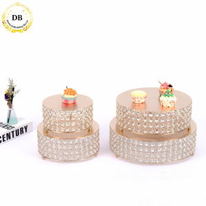 Base <span class=keywords><strong>para</strong></span> Pastel de Boda Dibei de Alta Calidad, Decorada con Espejo, Metal, Cuentas de Cristal Acrílicas, Plateada y Dorada - Product Image 1