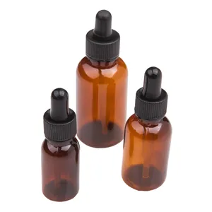 1oz Liquid Dropper Bottles Essential Oil Dropper Bottle Screw Lid Amber Plastic Bottle