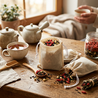 Grands sachets de thé pour bain de bain en non-tissé avec cordon de serrage, sachets filtrants pour thé en vrac, sachets jetables pour infusion de plantes