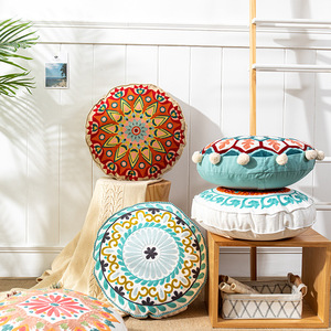 <span class=keywords><strong>Coussin</strong></span> de sol bohème marocain Mandala méditation tissé tufté <span class=keywords><strong>rond</strong></span> Boho siège indien jeter taie d'oreiller - Product Image 2