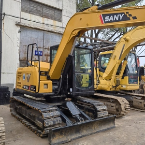 เครื่องจักรกลหนักมือสองใช้ Sany Sy75 Pro Sy75c-9 แบคโฮหน้าตักดินขุดขุด 7Ton รถขุดมือสองราคาถูก