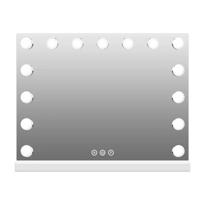 Espejo de Maquillaje de Escritorio Iluminado <span class=keywords><strong>con</strong></span> 15 Bombillas LED, Espejo de Vanidad Inteligente Cuadrado <span class=keywords><strong>con</strong></span> Aumento de 10x/1x de un Solo Lado - Product Image 6