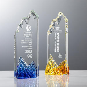 सालगिरह स्मृति चिन्ह उपहारों के लिए अनुकूलन योग्य समर्थन पारदर्शी साफ़ ग्लास ऐक्रेलिक क्रिस्टल शील्ड पुरस्कार ट्रॉफी प्लाक - Product Image 6