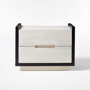 Venta de Fábrica: Mesitas de Noche Modernas de Lujo en Blanco y Negro, Pequeñas, de Madera, con Dos Cajones, para Dormitorio - Product Image 2