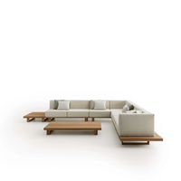 Foshan OUTARTS - Mobilier de jardin en teck haut de gamme pour hôtel - Ensemble de canapés de jardin en teck pour l'extérieur avec coussins