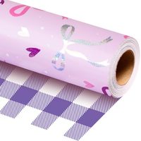 Verjaardagsverpakkingspapier, dubbelzijdig roze laser holografisch hart strik geruit patroon verpakkingspapier voor dagelijks knutselen Valentijnsdag