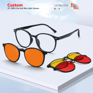 2025 Wholesale Custom Logo Magnetic <strong>Fashion</strong> Round Frame Clip Eyeglasses Women Men Anti Blue Light Blocking <strong>Reading</strong> <strong>Glasses</strong> - Product Image 1