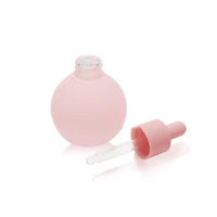 Flacons compte-gouttes en verre pour huile essentielle, cosmétiques, huile capillaire, forme ronde, transparent, dégradé rose, fond épais, 30 ml, 1 oz
