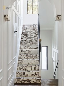 YUSHI Modern tasarım mermer fayans Spiral şeklinde merdiven adım mor ven Calacatta Viola doğal taş otel Villa için - Product Image 5