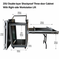 Flight case professionnel en aluminium GEHUA à trois portes et double couche 6U/8U/10U/12U/14U/16U/18U+4U pour microphone, mixeur et amplificateur