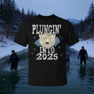 T-shirt Plongée dans l'Eau Froide pour l'Événement du Nouvel An 2025 - Thème Ours Polaire - Product Image 3