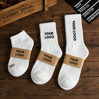 Chaussettes décontractées en coton respirant anti-odeur pour hommes avec logo personnalisé, chaussettes de sport OEM taille personnalisée pour l'automne, chaussettes à logo tricoté sur mesure
