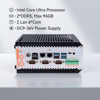 Boîtier de calcul IA IoT Edge 2LAN 5COM RS485 RS232 Ultra Ultra7 125H 155H 225H 255H X86 Mini-ordinateur industriel sans ventilateur sur rail DIN
