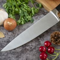 Couteau de cuisine ergonomique en acier, ustensile de cuisine 8 pouces 3cr13 en acier inoxydable, manche en bois de Pakka, couteau de Chef de cuisine