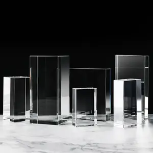 2023 personnalisé en gros Rectangle K9 cube de bloc de verre cristal blanc pour gravure Laser 3d Cube vierge Laser 3d