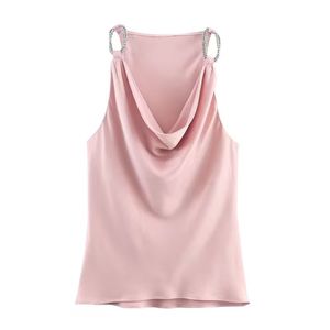 Camiseta sin Mangas Casual de Moda con Cuello Redondo Rosa para Mujer - Product Image 2