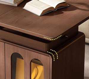 <span class=keywords><strong>Table</strong></span> basse <span class=keywords><strong>pliante</strong></span> en bois moderne et réglable avec roulettes - <span class=keywords><strong>Table</strong></span> d'appoint mobile idéale pour les petits appartements et les salons - Product Image 3