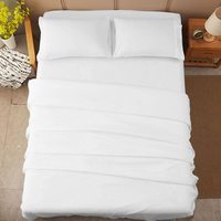 Parure de lit personnalisable en coton blanc de qualité hôtelière, 3/4 pièces, drap plat/housse de matelas pour appartement et chambre à coucher