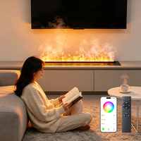 Cheminées à vapeur d'eau 3D US110V, cheminée électrique en métal intégrée, utilisation hôtelière, 64 couleurs, contrôle par application, protection contre la surchauffe, automatique