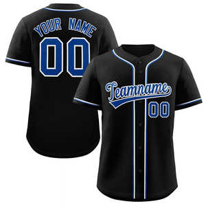 Maßgeschneidertes, authentisches Baseball-Trikot im klassischen Royal-Weiß-Stil in Schwarz - Product Image 1